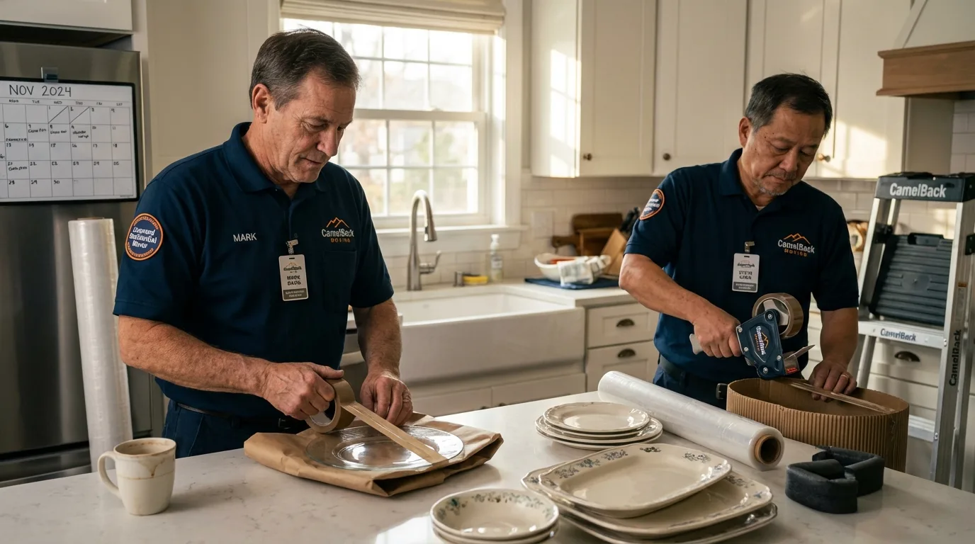 Professional crew packing kitchen dishware in Alexandria, KY